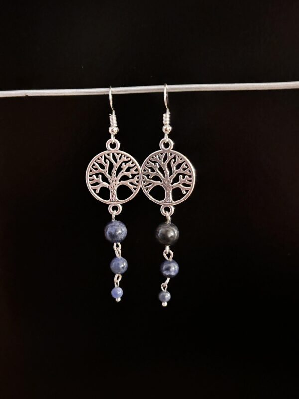 Boucles d'oreilles "Arbre de vie" en Sodalite