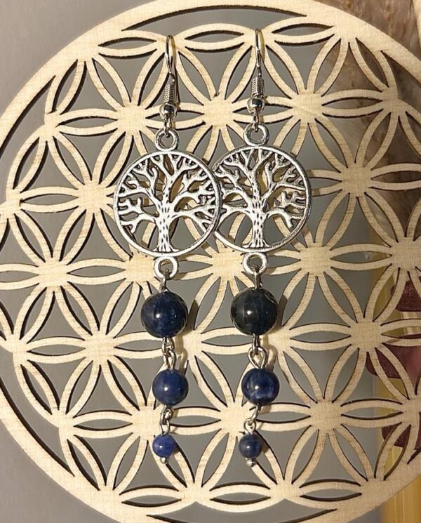 Boucles d'oreilles "Arbre de vie" en Sodalite – Image 2