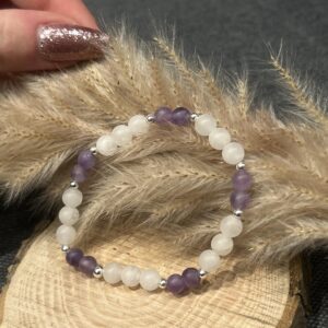Bracelet "Amour et Sagesse" en Quartz rose et Améthyste