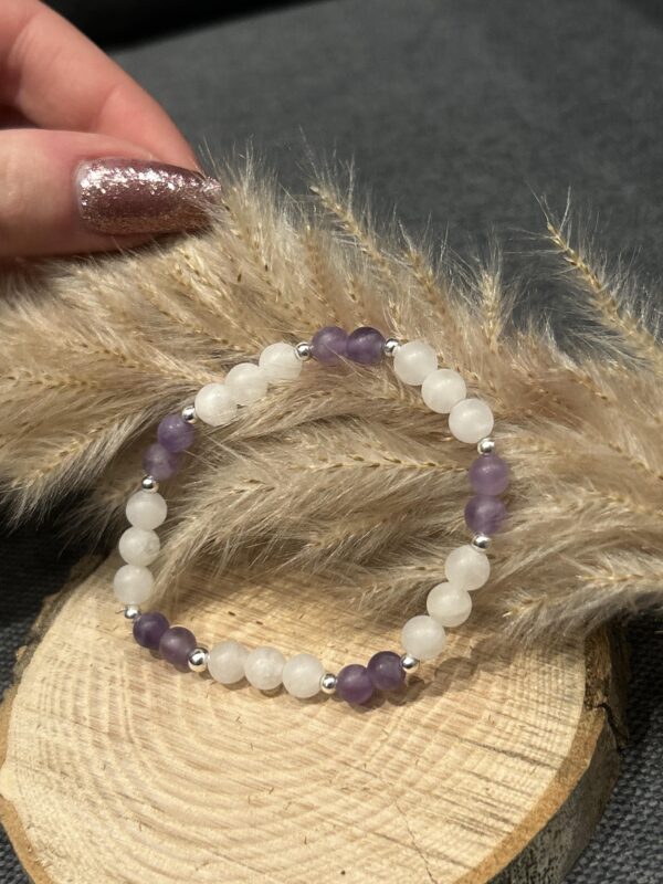 Bracelet "Amour et Sagesse" en Quartz rose et Améthyste