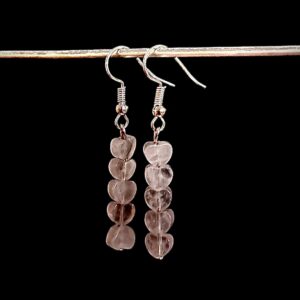 Boucles d'oreilles "Petits Coeurs" en Quartz rose
