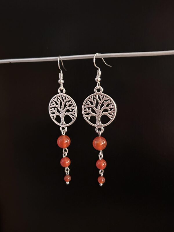 Boucles d'oreilles "Arbre de Vie" en Cornaline