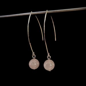 Boucles d'oreilles boule "Amour" en Quartz rose