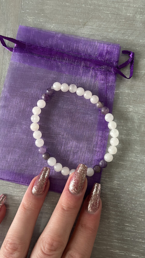Bracelet "Amour et Sagesse" en Quartz rose et Améthyste – Image 2