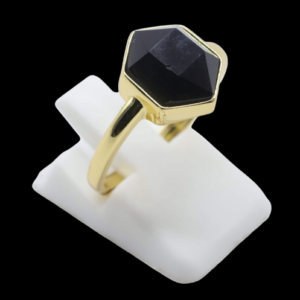 Bague Argent 925 Onyx Hexagonale