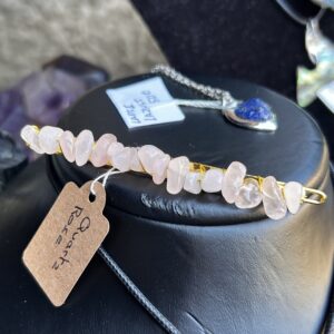 Barrette « Amour » en Quartz rose
