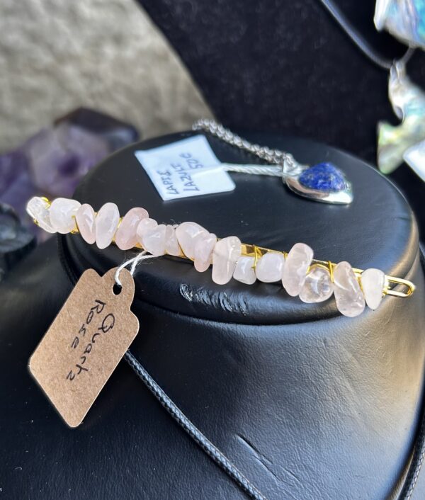 Barrette « Amour » en Quartz rose